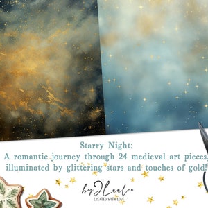 STARRY NIGHT Half Pages Christmas Printable | Junk Journal Mixed Media ...