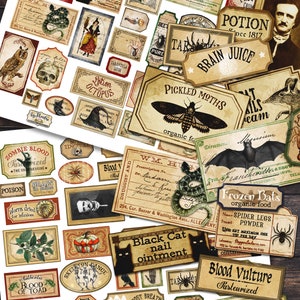 SPOOKY LABELS Vintage Kit Apothecary Witch Halloween Bottle Junk ...