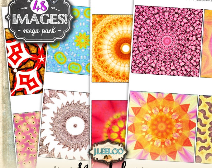 MANDALAS 4x4 inch square digital collage sheets coaster greeting cards card making magnets instant download printablebig bundle qu479