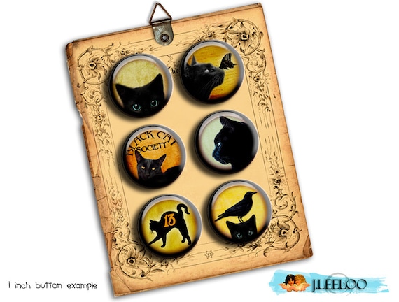 Digital printable BLACK CATS 1.313 inch button machine pet black quote scary halloween magnet pendant instant download printable tn223