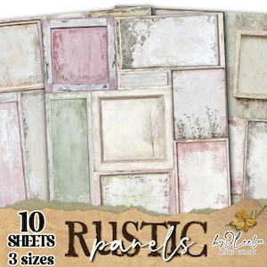 RUSTIEKE PANELEN 10 vellen 3 maten neutrale lijst | Achtergrondpagina's voor ongewenste tijdschriften | Rustieke ingelijste achtergrond | scrapbooking Commercieel gebruik pp871