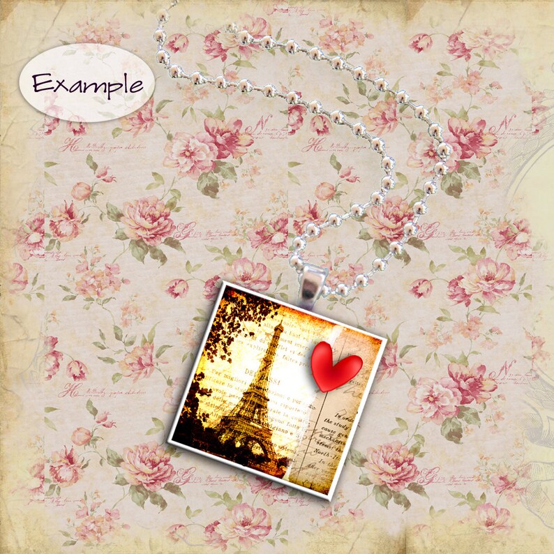 Digital Collage EIFFEL TOWER 1x1 Inch Square Paris France - Etsy