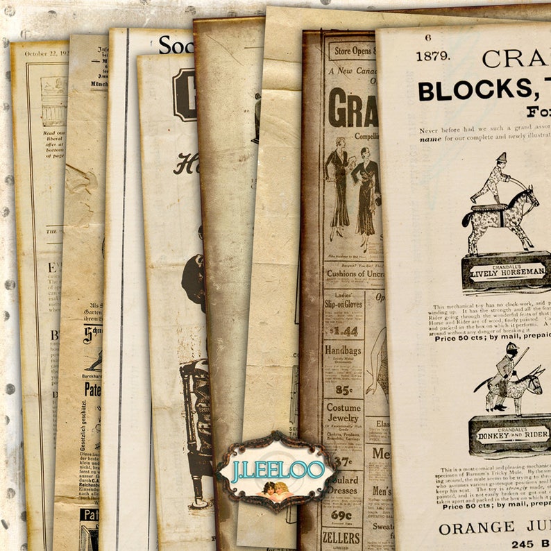 VINTAGE ADVERTISING Digital Papers Paper Pack Printable 8.5 X Etsy