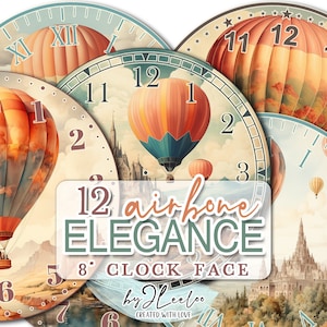 AIRBORNE ELEGANCE cerchio da 8 pollici stampabile quadrante dell'orologio creazione stravagante / orologio orologio arredamento vintage per la casa progetto fai da te creazione di carta / tn676