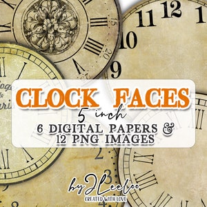 OROLOGIO VINTAGE Quadrante dell'orologio stampabile da 5 pollici / jpeg png clipart arredamento vintage per la casa / fai da te creazione di carta download collage digitale / tn665