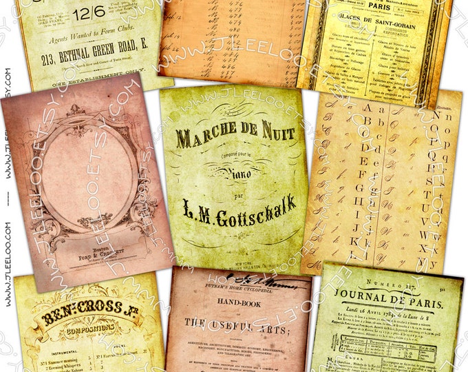 LETTERS and BOOKS printable diary art jewelry holder papers cards scrap Digital collage sheet  old book tags labels background ac251