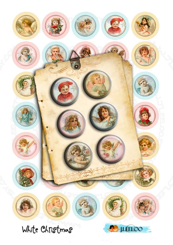 Digital collage sheet WHITE CHRISTMAS 1.313 inch for button machine holidays printable instant download digital sheet nature tn240