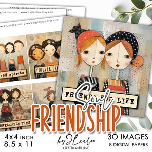 SEELE FREUNDSCHAFT 10 x 10 cm zum Ausdrucken | Quadratische Lieferungen für Untersetzer Dekoration Spiegel Magnet und Handwerk Geschenk für Freunde und Mädchen DIY | qu585