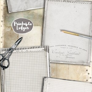 GRAY LEDGER 8 Digital Papers Journal Scrapbook Diary Art Bookmaking ...