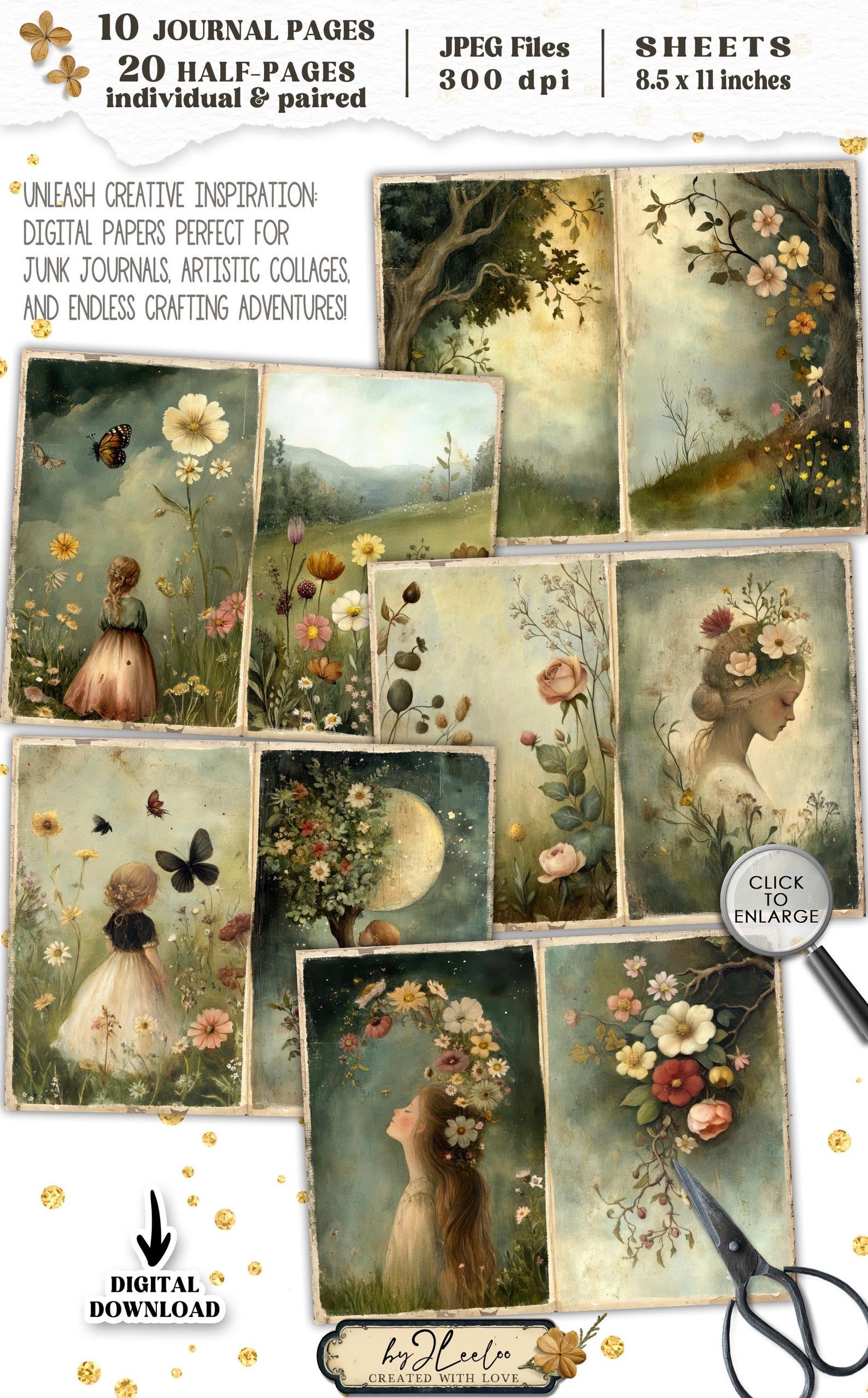 ENCHANTED JOURNAL Junk Journal Pages Printable | Mystical Romantic ...