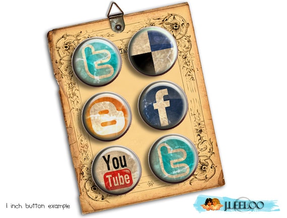Digital collage WEB CIRCLE 1.313 inch button size social web button machine magnet stickers pendant instant download printable tn220