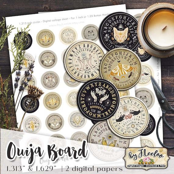 OUIJA BOARD for button machine  printable download for pendant bottle cap bezel findings cabochon magnet tn560