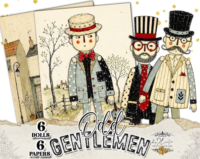 ODD GENTLEMEN Paper Dolls Kit, Printable Vintage Men, Dress Up Dolls, Junk Journal Ephemera, Collage Supplies | ppK61