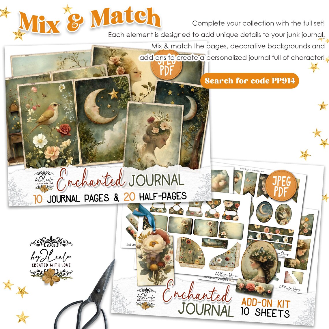 ENCHANTED JOURNAL Junk Journal Pages Printable | Mystical Romantic ...