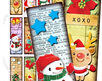 Digital collage sheet BEST WISHES microscope printable 3x1 inch merry christmas holidays instant download background  paper do106