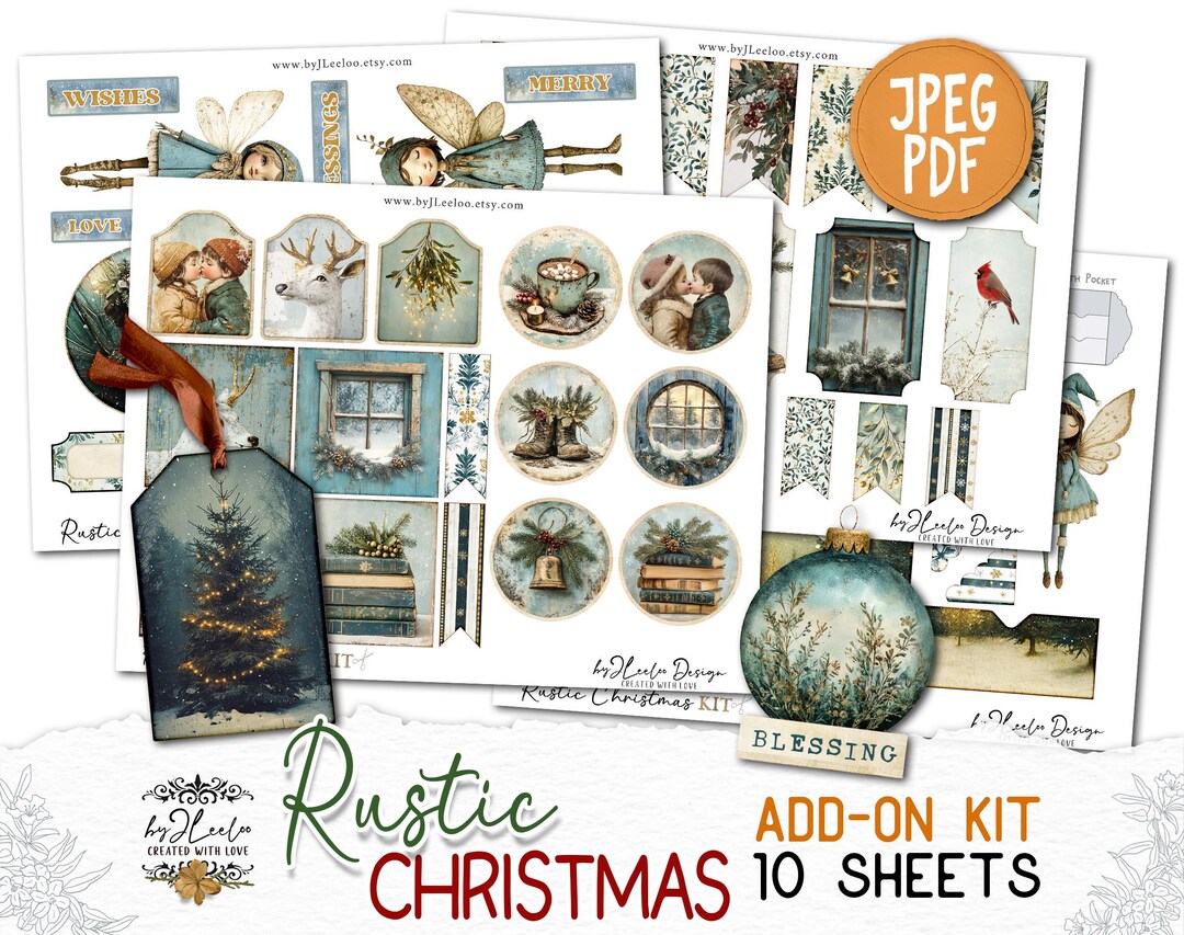RUSTIC CHRISTMAS Add-on Kit Junk Journal Pages Printable | Holidays ...
