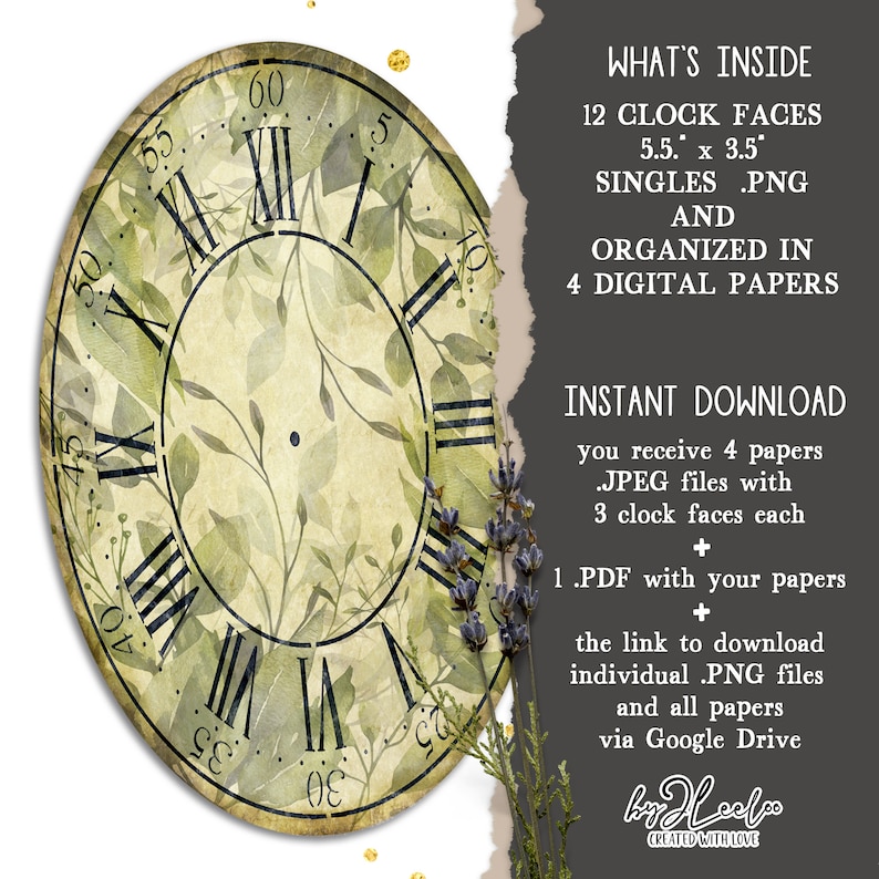 FLORAL CLOCK Oval Without Handles | Singles PNG Clock Faces Journal ...