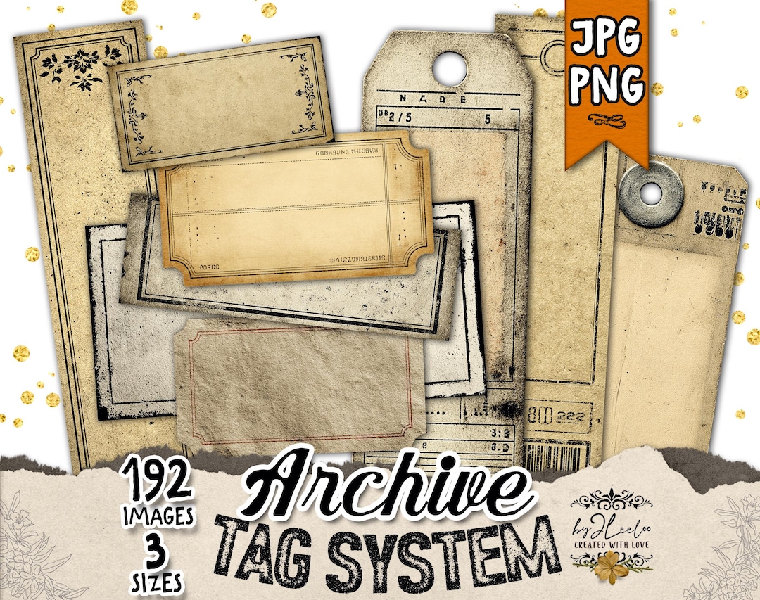 ARCHIVE Tag SYSTEM Vintage Ephemera Junk Journal | Scrapbooking ...