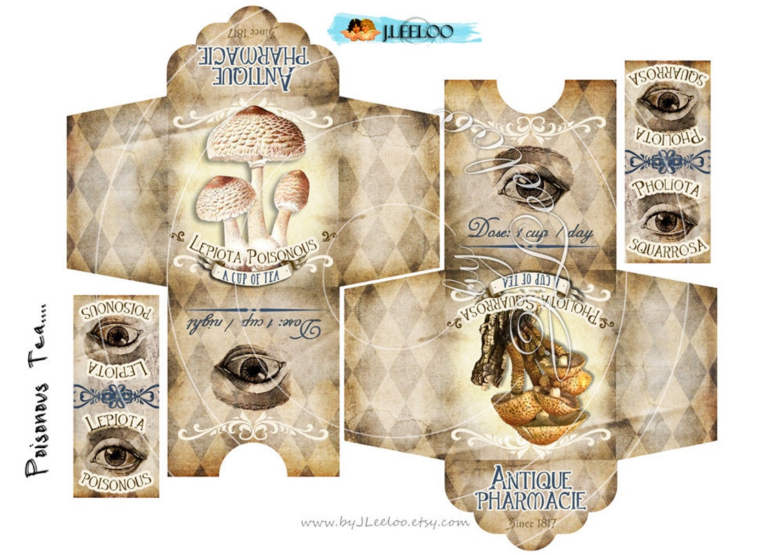 POISONOUS TEA Printable Tea Bag Holder Envelopes Apothecary Etsy