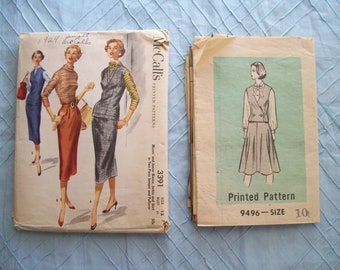 1950s McCall's 3391, Mail Order 9496 Blouse Vest and Skirt