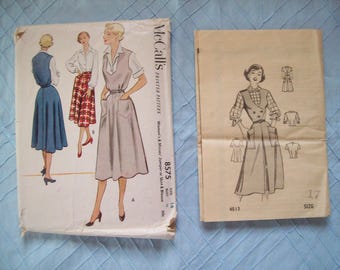 1950s McCall's 8575, Mail Order 4513 Vintage Blouse and Jumper Patterns