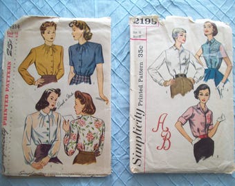 Simplicity Vintage Blouses Pattern #'s 4814, 2195