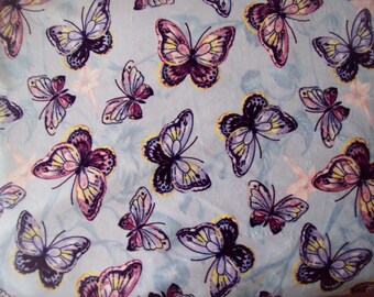 Purple, Pink & Yellow Butterfly Print Fabric 1 Yard