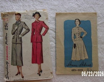 Misses' 1940s Vintage Suits Simplicity 2574, McCall 6695, Anne Adams 4851