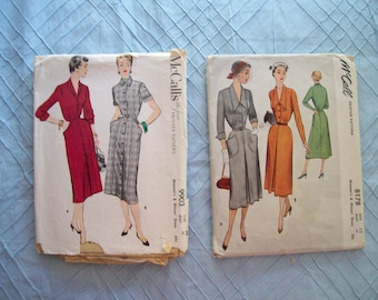 1950s McCall's 9903  McCall 8178 Button Front Shirtwaist Dresses