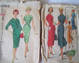 1950s Wiggle Dresses Simplicity 3084 & Simplicity 3753