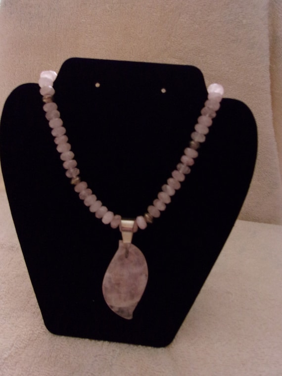 Natural Rose Quartz Teardrop Pendant and Faceted B