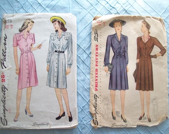 1940s Vintage Dresses Simplicity 1273, 4415