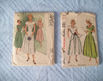 1940s Vintage McCall 7662, Simplicity 2412 Bride's, Bride's Maid and Evening Dresses