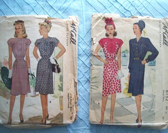 McCall 1940s Vintage Patterns 6469, 6132 Afternoon/Dinner Dresses