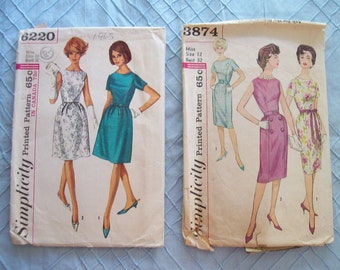 1960s One Piece Dresses Simplicity 6220 or Simplicity 3874