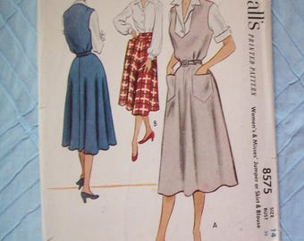 1950s McCall's 8575 Vintage Blouse and Jumper Pattern