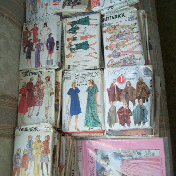 Vintage 1960s-2000 Grab Bag of 10.  Cut Patterns Checked for Completeness & Factory Folded Patterns