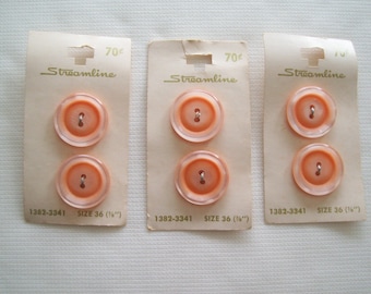 Vintage Orange Pearlescent Two Hole 7/8" Flat Back Buttons