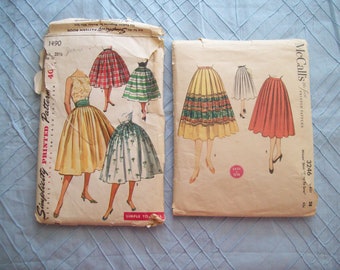 1950s Vintage Skirt Patterns Your Choice Simplicity 1490 or McCall's 3246
