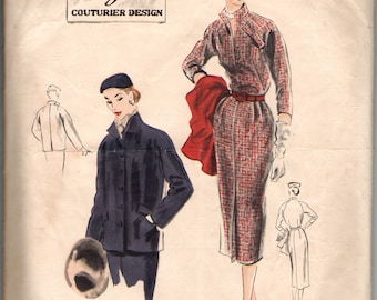 Vintage 1950s Vogue Couturier Design # 646 One Piece Dress and Jacket