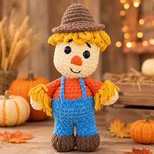 Scarecrow Crochet Pattern PDF | Easy Amigurumi Fall Plushie | Beginner Crochet Stuffie Pattern For DIY Makers