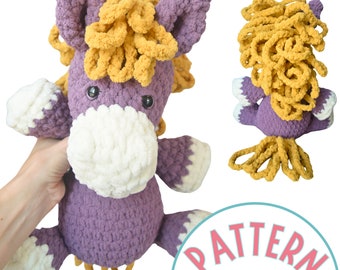 Gehaakt paard knuffelpatroon PDF-tutorial | Gehaakte speelgoedpatronen | Eenvoudig gehaakt Amigurumi dierenpatroon met dik garen voor beginners