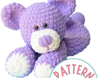 Teddy Bear Crochet Lovey Pattern PDF Tutorial | Crochet Toy Patterns | Easy Crochet Animal Pattern With Chunky Yarn for Beginners