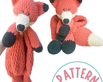 Fox Crochet Pattern PDF Tutorial | Crochet Toy Patterns | Easy Crochet Snuggler Animal Pattern With Chunky Yarn for Beginner Crocheter