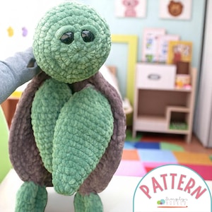 Schema all&#39;uncinetto per tartaruga marina – Peluche Jumbo adatto ai principianti – Tartaruga morbida da 24 pollici – Facile da scaricare in PDF con foto passo passo