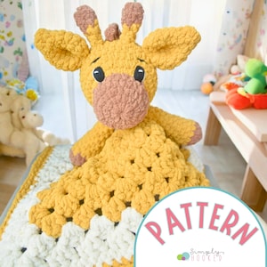 Giraffe Lovey Crochet Pattern PDF – Beginner Baby Blanket Toy – Amigurumi Animal – Easy Granny Square Plush – Handmade Gift Idea
