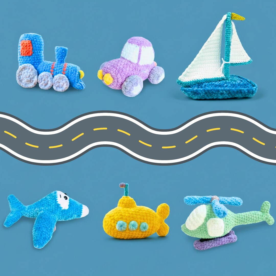 Transportation Crochet Pattern Bundle | 6 Vehicle Amigurumi Plush Pdfs ...