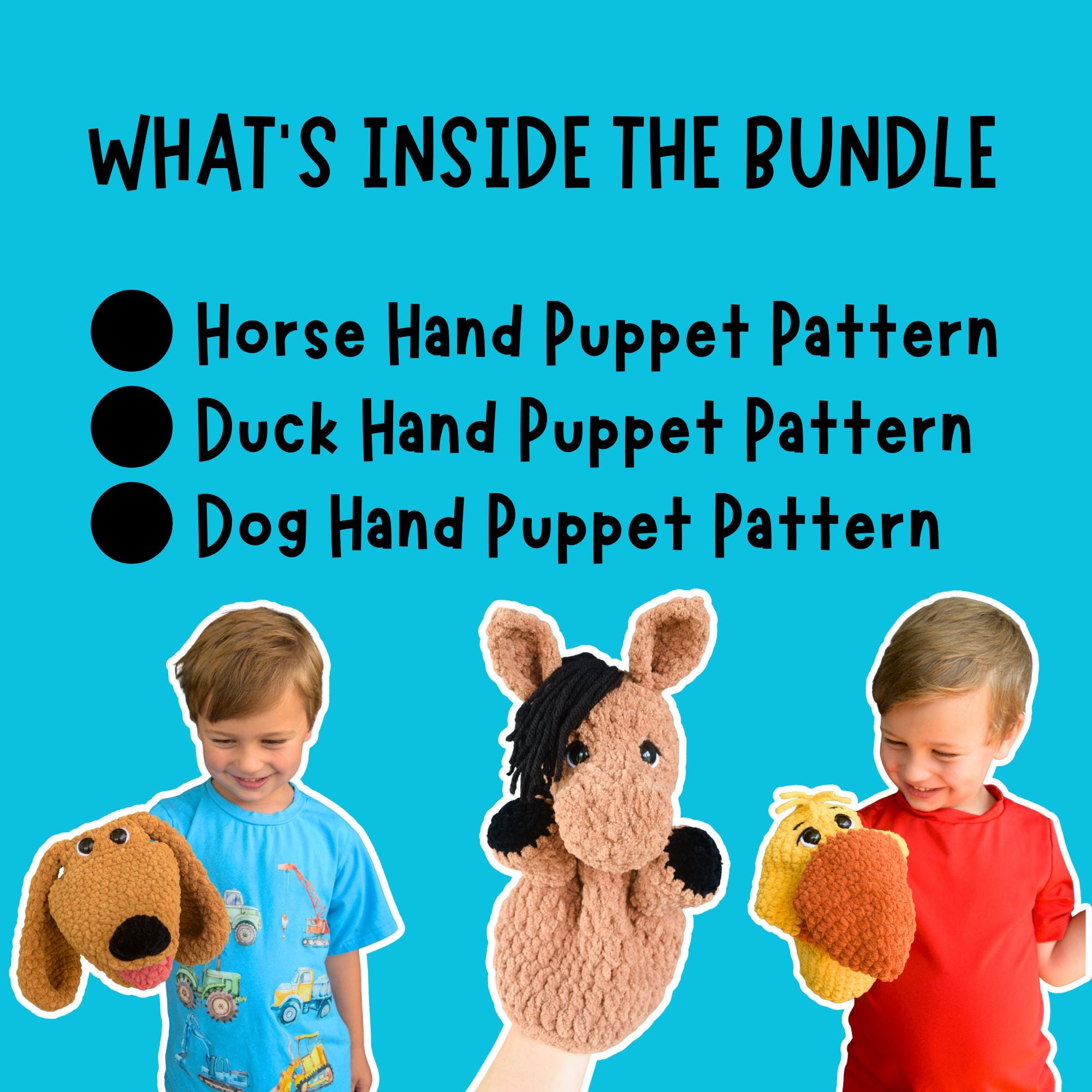 Hand Puppet Crochet Pattern Bundle PDF | DIY Horse, Duck, Dog Amigurumi ...