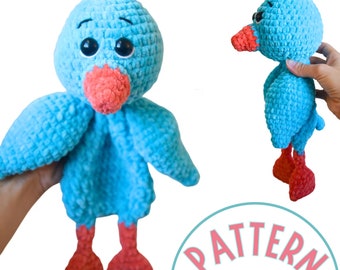 Bird Crochet Pattern PDF Tutorial | Crochet Toy Patterns | Easy Crochet Snuggler Animal Pattern With Chunky Yarn for Beginners