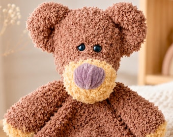 Teddy Bear Crochet Pattern | Furry Bear Plush PDF | Intermediate Amigurumi Pattern For Handmade Gifts